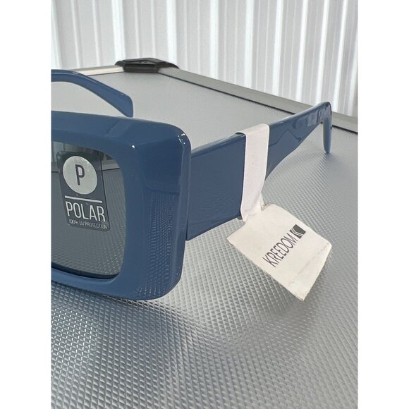 Kreedom Polarized Sunglasses UV Protection Blue Frame Modern Fashion Eyewear NEW - Picture 4 of 6